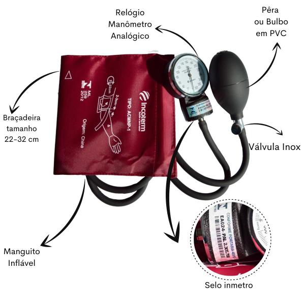Imagem de Kit Bolsa Cores Aparelho Pressao Esfigmomanometro Enfermagem Incoterm