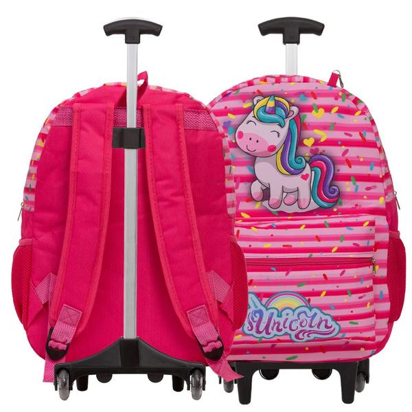 Imagem de Kit Bolsa Escolar De Rodinha Unicórnio + Lancheira Infantil