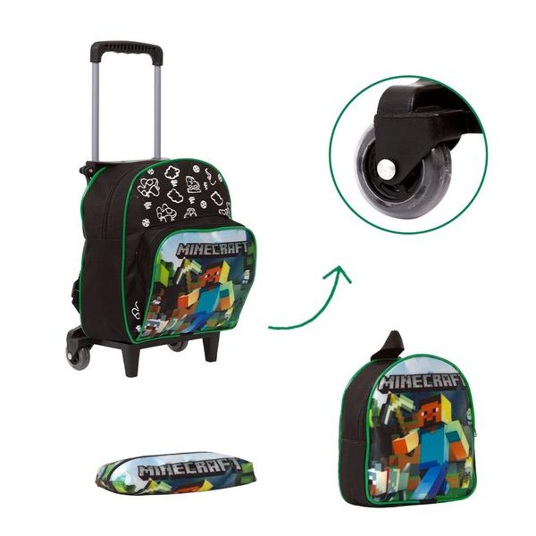 Imagem de Kit Bolsa Escolar Infantil Minecraft Carrinho + Lancheira