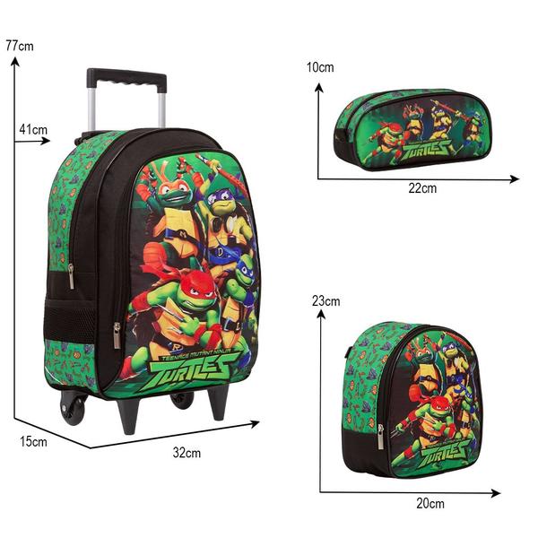 Imagem de Kit Bolsa Escolar Infantil Tartarugas Ninja Carrinho Desenho