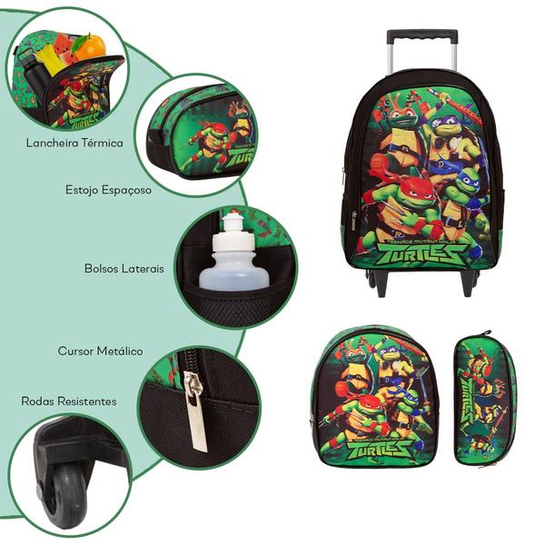 Kit Bolsa Escolar Infantil Tartarugas Ninja Carrinho Desenho - TOYS 2U Imagem de Kit Bolsa Escolar Infantil Tartarugas Ninja Carrinho Desenho
