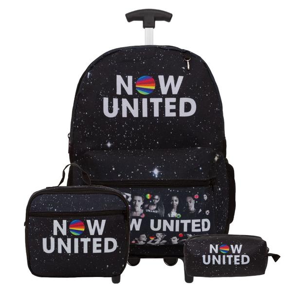 Imagem de Kit Bolsa Escolar Menina Carrinho Now United Pop Tam G Preta