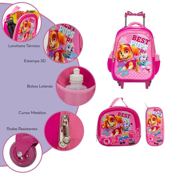 Imagem de Kit Bolsa Escolar Menina Carrinho Paw Patrol Skye Everest G