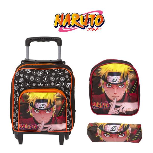 Imagem de Kit Bolsa Escolar Menino Naruto Carrinho Passeio Lancheira