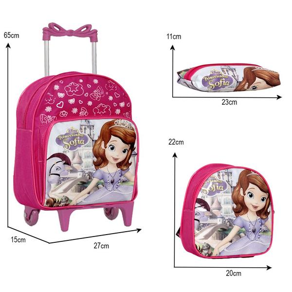 Imagem de Kit Bolsa Feminina Rodinha Creche Princesa Sofia Reforçada