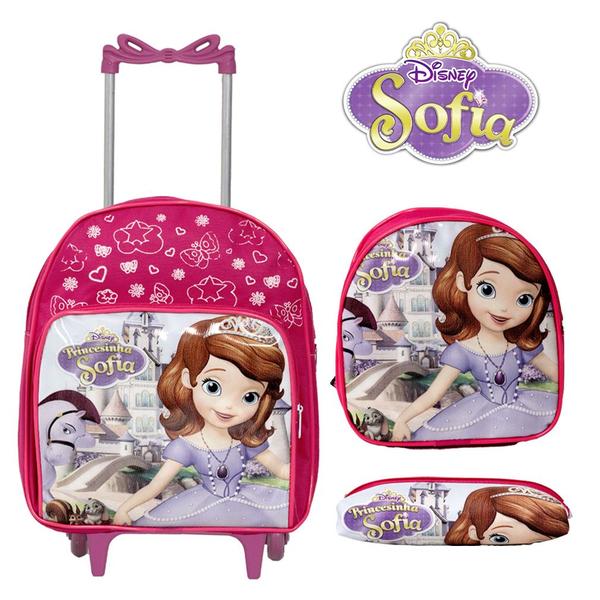 Imagem de Kit Bolsa Feminina Rodinha Creche Princesa Sofia Reforçada