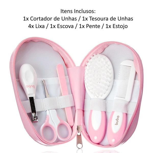 Imagem de Kit Bolsa Maternidade Rosa com Aspirador Nasal Escovinha Pente Tesoura Cortador