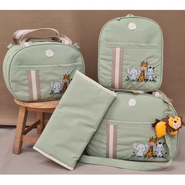 kit bolsa maternidade safari com mochila e trocador - mk baby