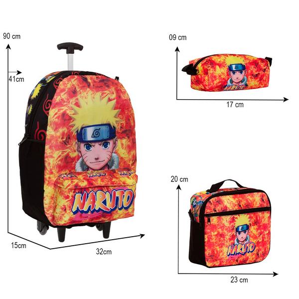 Imagem de Kit Bolsa Mochila Escolar Menino Naruto Rodinha Barata