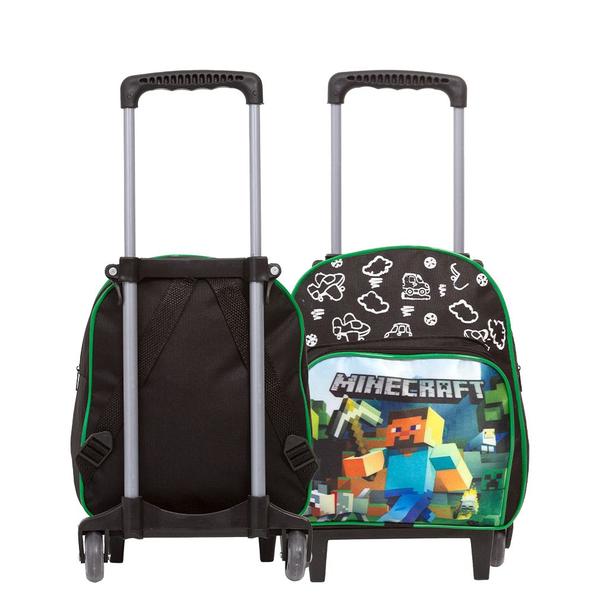 Imagem de Kit Bolsa Mochila Escolar Minecraft Rodinha Toys 2U