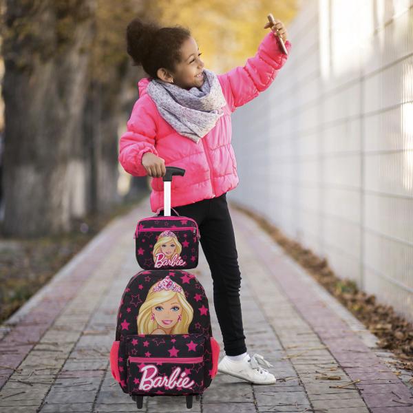 Imagem de Kit Bolsa Mochila Infantil De Rodinha Grande Barbie Princesa