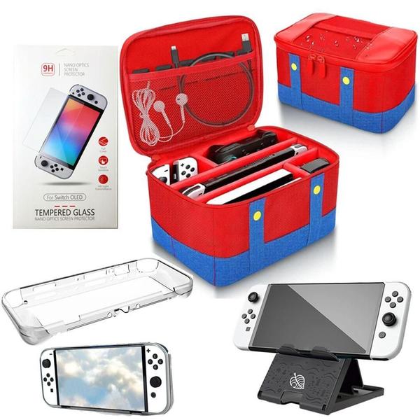 Imagem de Kit Bolsa Nintendo Switch Oled + Película + Capa + Suporte