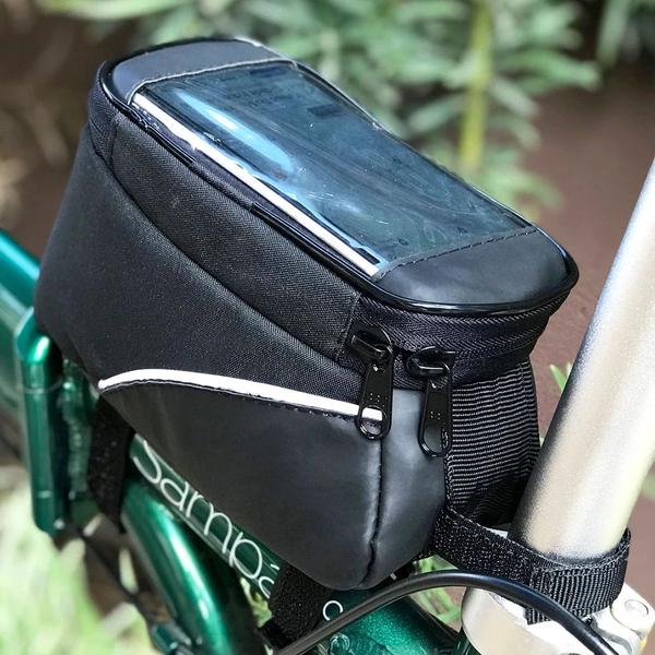 Imagem de Kit Bolsa para Celular Mobile de Quadro Bicicleta + Manometro e Bomba de Ar para Bicicleta  Bel 