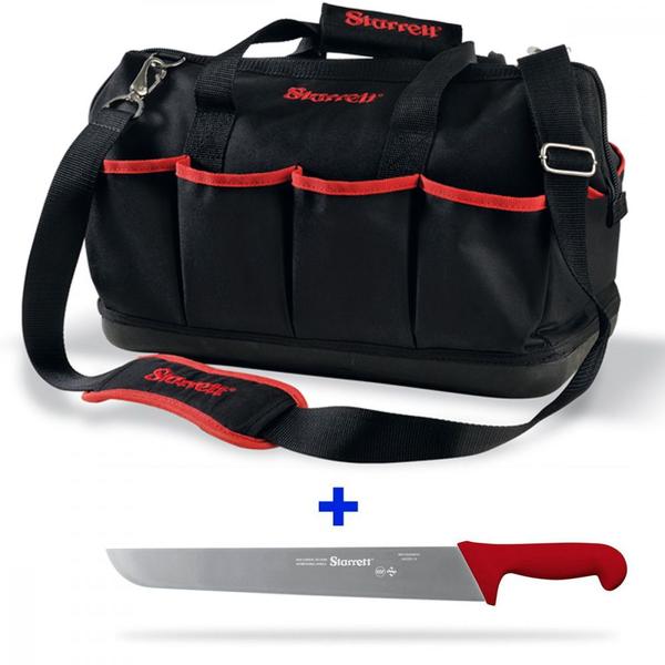 Imagem de Kit Bolsa para ferramentas 13 bolsos BGM + Faca churrasco 14"  Refile Aéreo BKR203-14 - Starrett