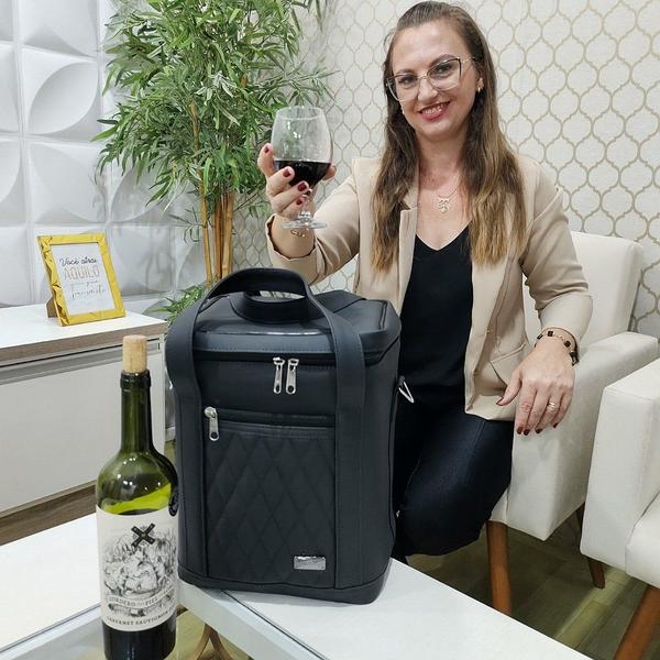 Imagem de Kit Bolsa Porta Vinho Wine Bag Preta e 5 Peças para Vinho - Coutre Bolsas