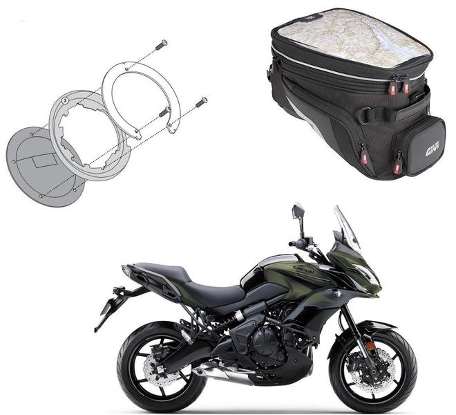 Imagem de Kit Bolsa Tanque Givi Xs320+Bocal Bf26 P Kawasaki Versys 650