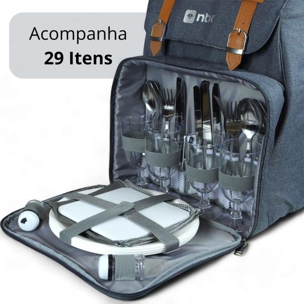 Imagem de Kit Bolsa Termica 20 Litros 29 Itens + 4 Potes Hermeticos 480ml Camping / Praia / Cerveja e Lanches