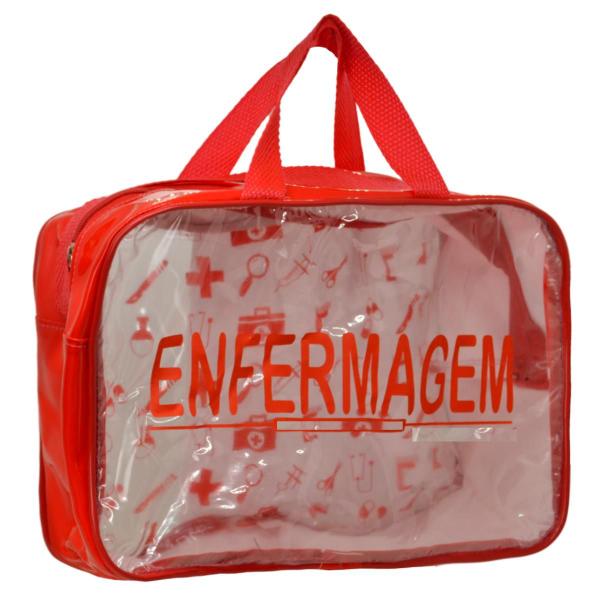 Imagem de Kit Bolsa Transparente Aparelho de Pressão Aneroide Medidor de Glicose Completo Enfermagem