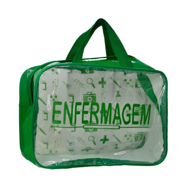 Imagem de Kit Bolsa Transparente Aparelho de Pressão Aneroide Medidor de Glicose Enfermagem Pa Med