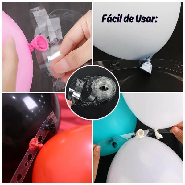 Imagem de Kit Bomba De Encher Balão + 1 Fita para Arco Balão + 1 Cola Adesivo Balão 100 pontos +1 Amarrador Bexiga Adaptador