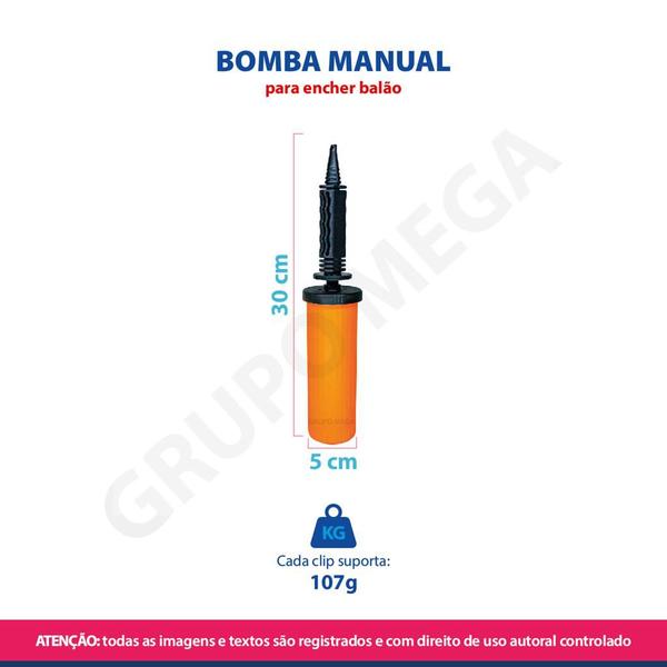 Imagem de kit Bomba encher balões manual com 20 suportes varetas pega balão 33cm base adesiva prende na mesa