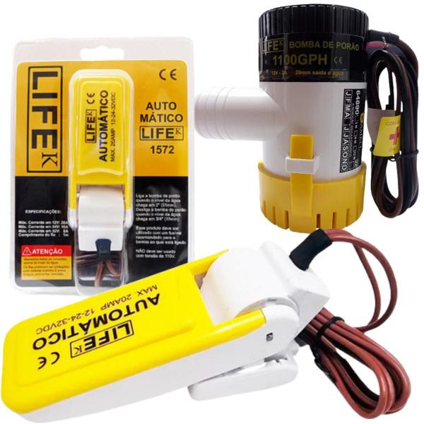 Imagem de Kit Bomba Porão Barco 1100GPH 12V + Sensor Fluxo 20AMP Lifek