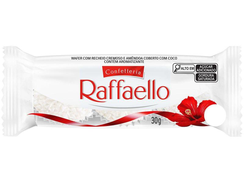 Kit Bombom Confetteria Wafer Raffaello Amêndoa - 30g 10 Pacotes com 3 Unidades Cada Imagem de Kit Bombom Confetteria Wafer Raffaello Amêndoa