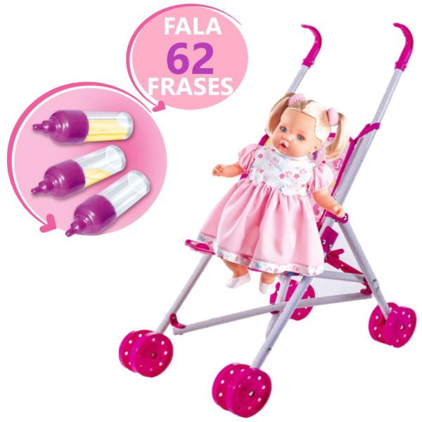 Kit Boneca Baby Angelina C/ Mamadeira e Carrinho de Passeio - Milk Brinquedo Imagem de Kit Boneca Baby Angelina C/ Mamadeira e Carrinho de Passeio