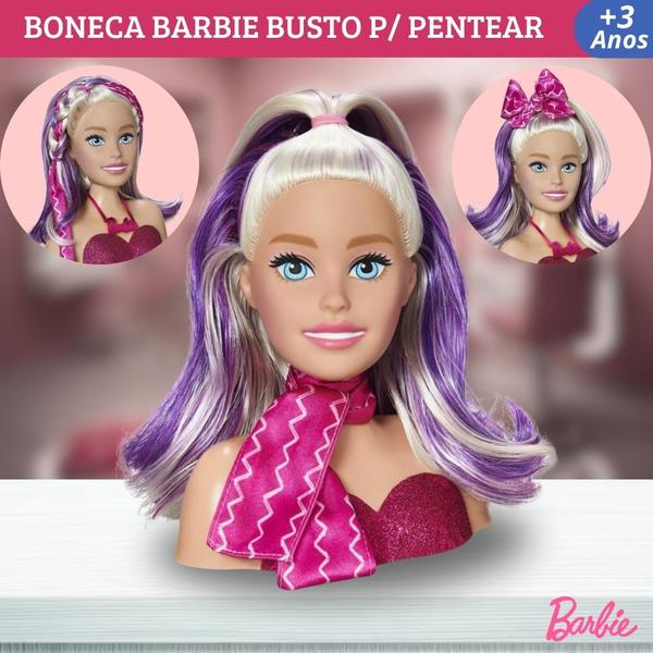 Imagem de Kit Boneca Barbie Busto Para Pentear + Kit Salão De Beleza