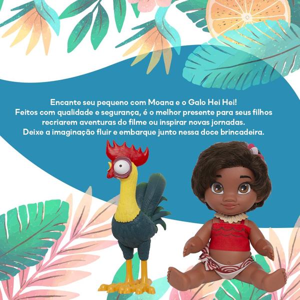 Imagem de Kit Boneca Bebê Moana Fofinha E Galinho Hei Hei Lançamento