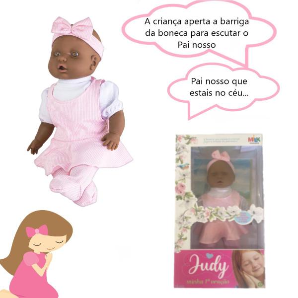Kit Boneca Judy Negra Minha 1ª Oração e Cadeirinha Descanso - Milk Brinquedo Imagem de Kit Boneca Judy Negra Minha 1ª Oração e Cadeirinha Descanso