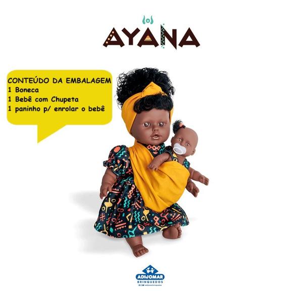 Kit Boneca Mãe e Filha Negra e Branca Africana 40cm Ayana - Adijomar Imagem de Kit Boneca Mãe e Filha Negra e Branca Africana 40cm Ayana