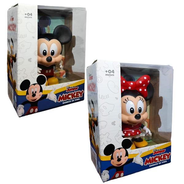 Imagem de Kit Boneca Minnie E Boneco Mickey Mouse Infantil Original Disney Mini 12cm Articulados Vinil Líder