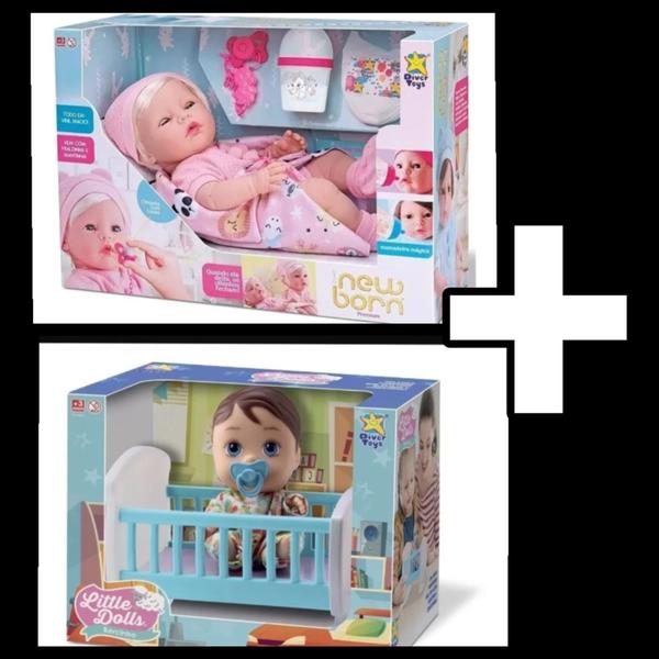 Imagem de Kit Boneca New Boneca Premium Menina  +  Boneco Little Dolls Bercinho Menino