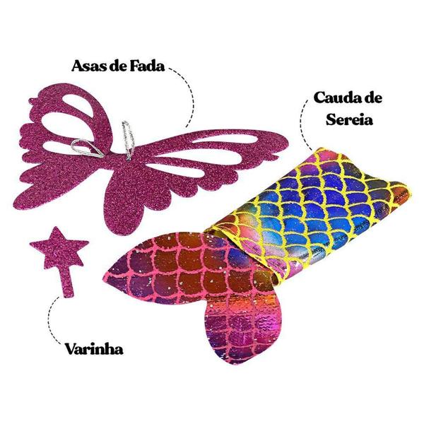 Imagem de Kit Boneca Shiny Angels 3 em 1 Sereia Fada e Bailarina - Anjo Brinquedos