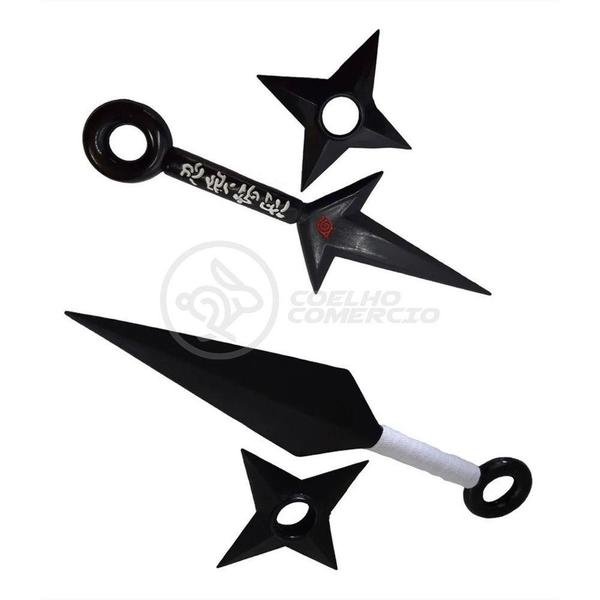 Imagem de Kit Boneco Naruto 15Cm + 2 Shuriken + 1 Bandana + 2 Kunai