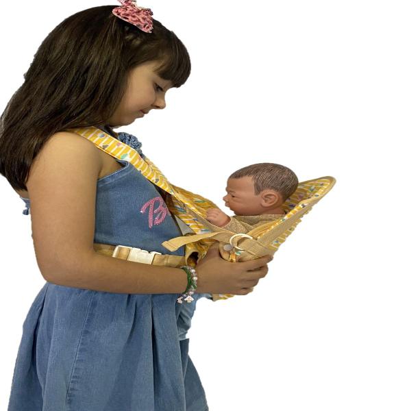 Imagem de Kit Boneco Reborn Realista Bebe + Canguru Brincar Passear