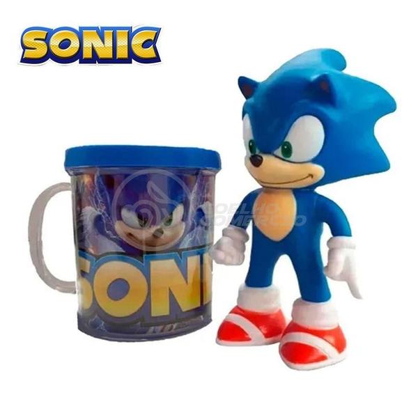 Imagem de Kit Boneco Sonic Azul Articulado 15Cm + Caneca 350Ml Nº11