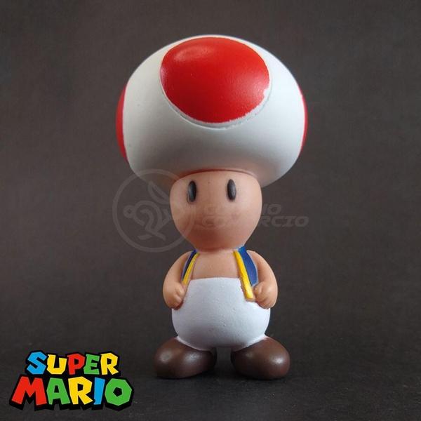 Imagem de Kit Boneco Toad Cogumelo 10Cm + Caneca Super Mario 350Ml