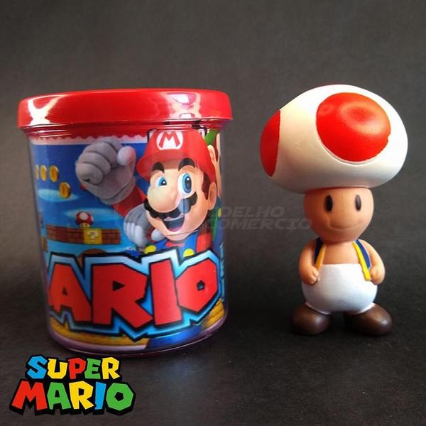 Imagem de Kit Boneco Toad Cogumelo 10Cm + Caneca Super Mario 350Ml