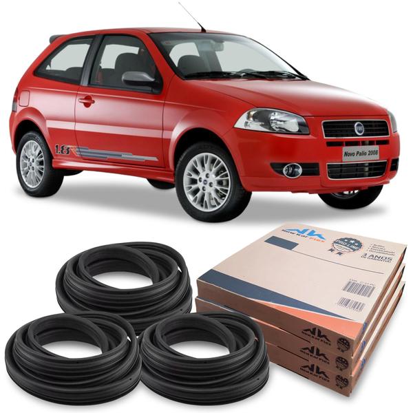 Imagem de Kit Borracha 2 Portas E Porta Malas Fiat Palio 1996 até 2012