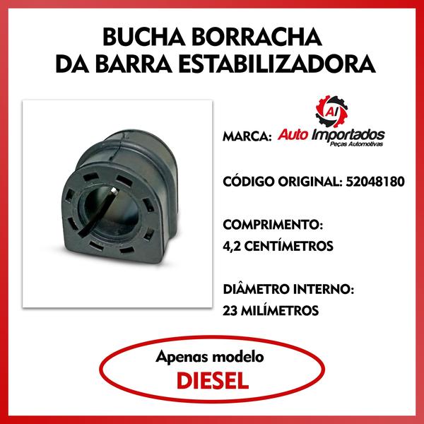 Imagem de Kit Borracha Bucha + Bieleta Tirante Barra Estabilizadora Dianteira Fiat Toro Diesel 2016 2017 2018 2019 2020