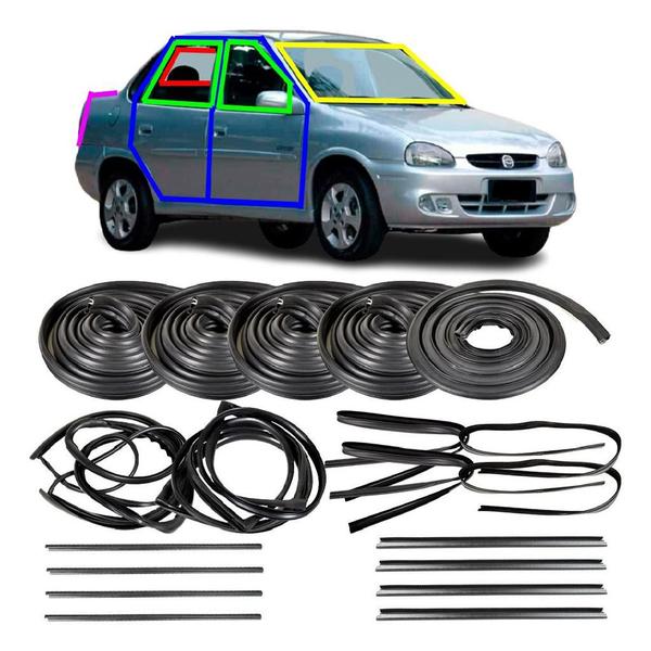 Kit Borracha Completo Vidros E Portas Corsa Classic Ate 2002 - Disk Bor Imagem de Kit Borracha Completo Vidros E Portas Corsa Classic Ate 2002