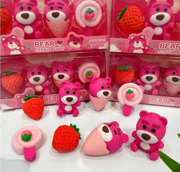 Imagem de Kit Borrachas Bear Strawberry Com 4 Unidades 1203-06