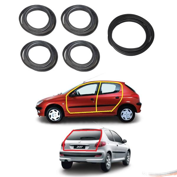 Imagem de Kit Borrachas Porta e Porta Mala Peugeot 206 207 4pts