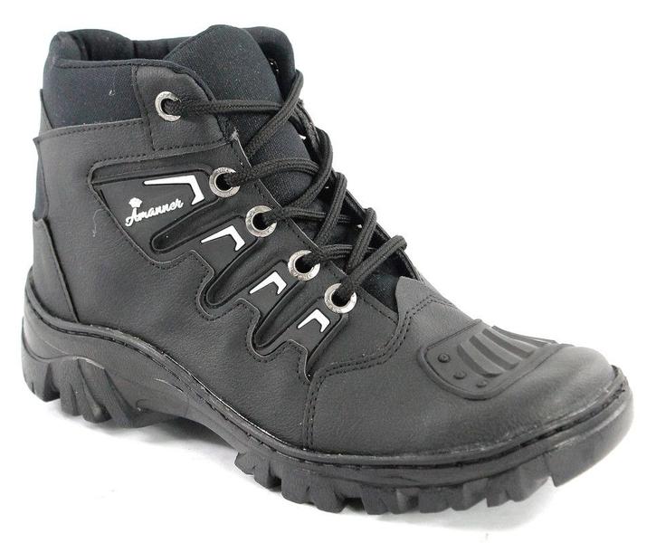 Imagem de Kit Bota Motoqueiro Tenis Preto Adventure Costurada mais Cinto e Meia