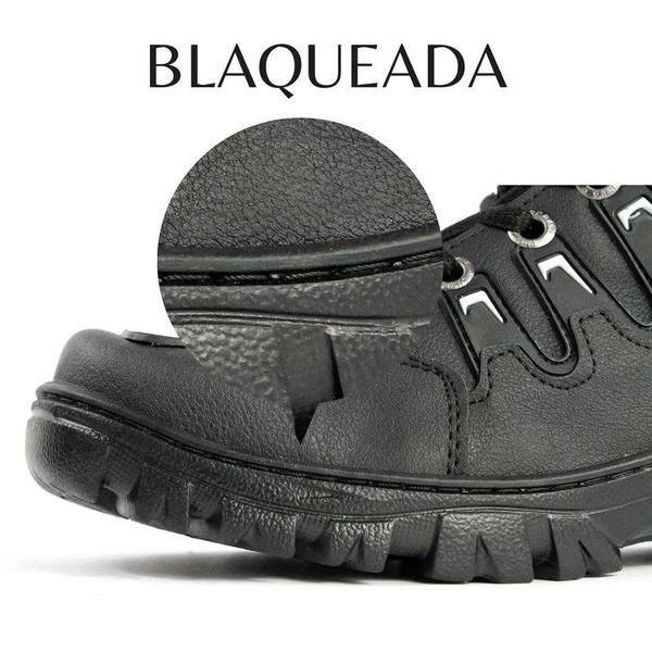 Imagem de Kit Bota Motoqueiro Tenis Preto Blaqueada mais Cinto e Meia