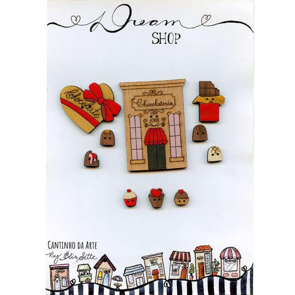 Imagem de Kit Botão Patch Dream Shop Chocolateria - 10 Unidades