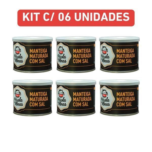 Imagem de Kit box c/ 6 manteiga maturada premium pérola de minas com sal 200 g lata