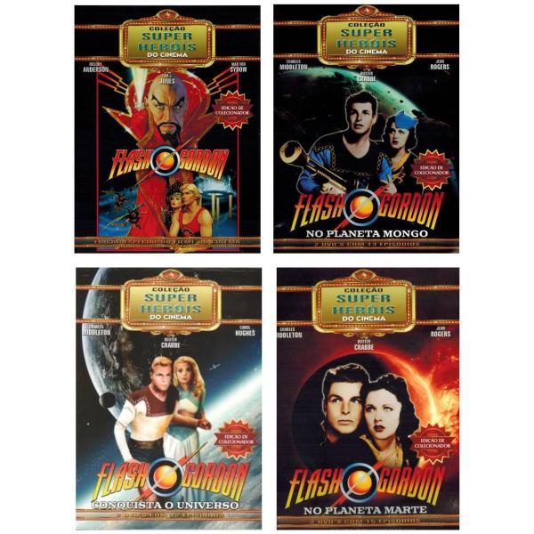 Imagem de Kit box slim flash gordon coleção super heróis ed. colecionador - 8 dvds + caneca